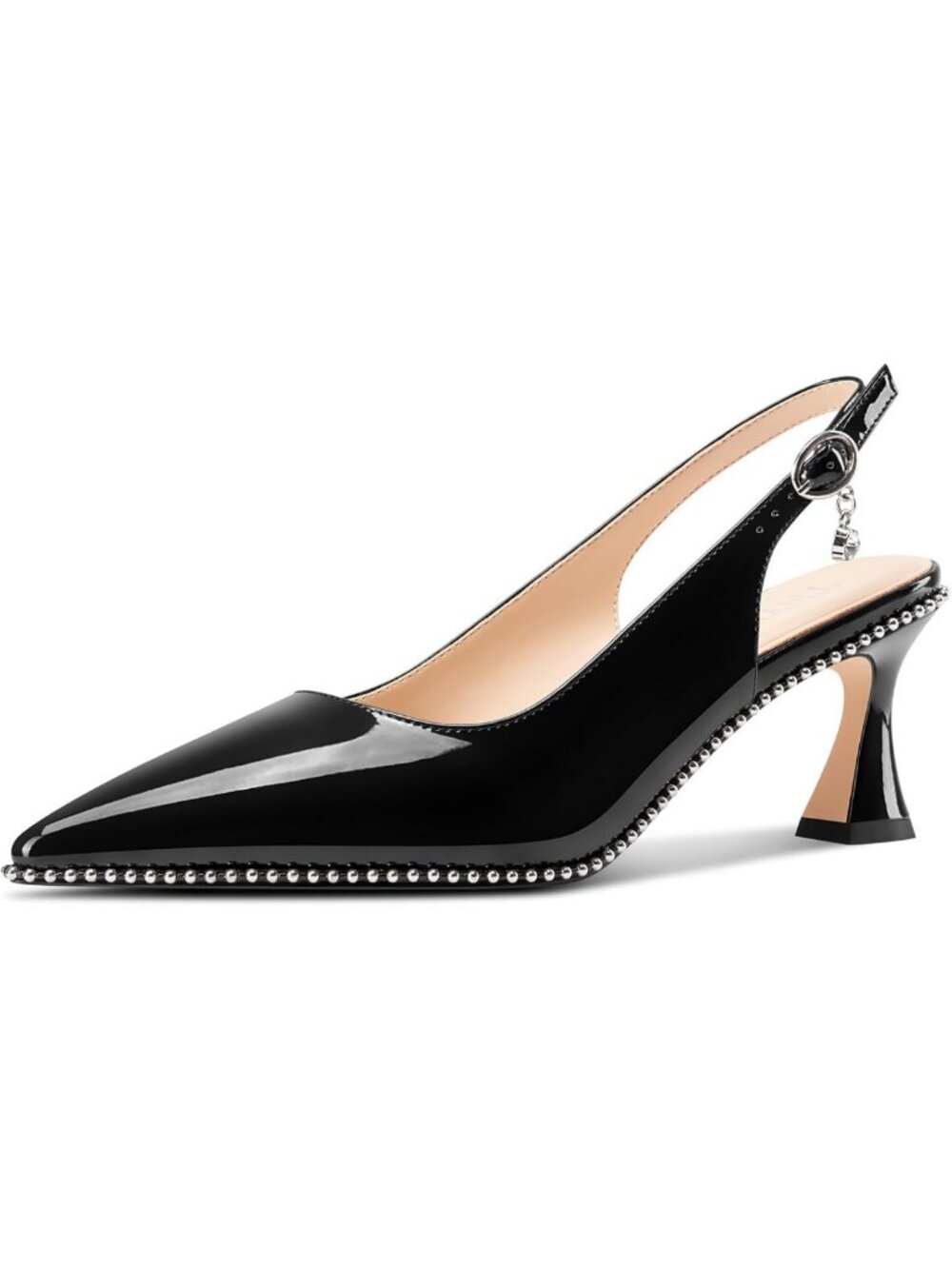 Chic Beaded Slingback Kitten Heel Pumps - Pointed Toe, Slip-On, 2.6" Heels for